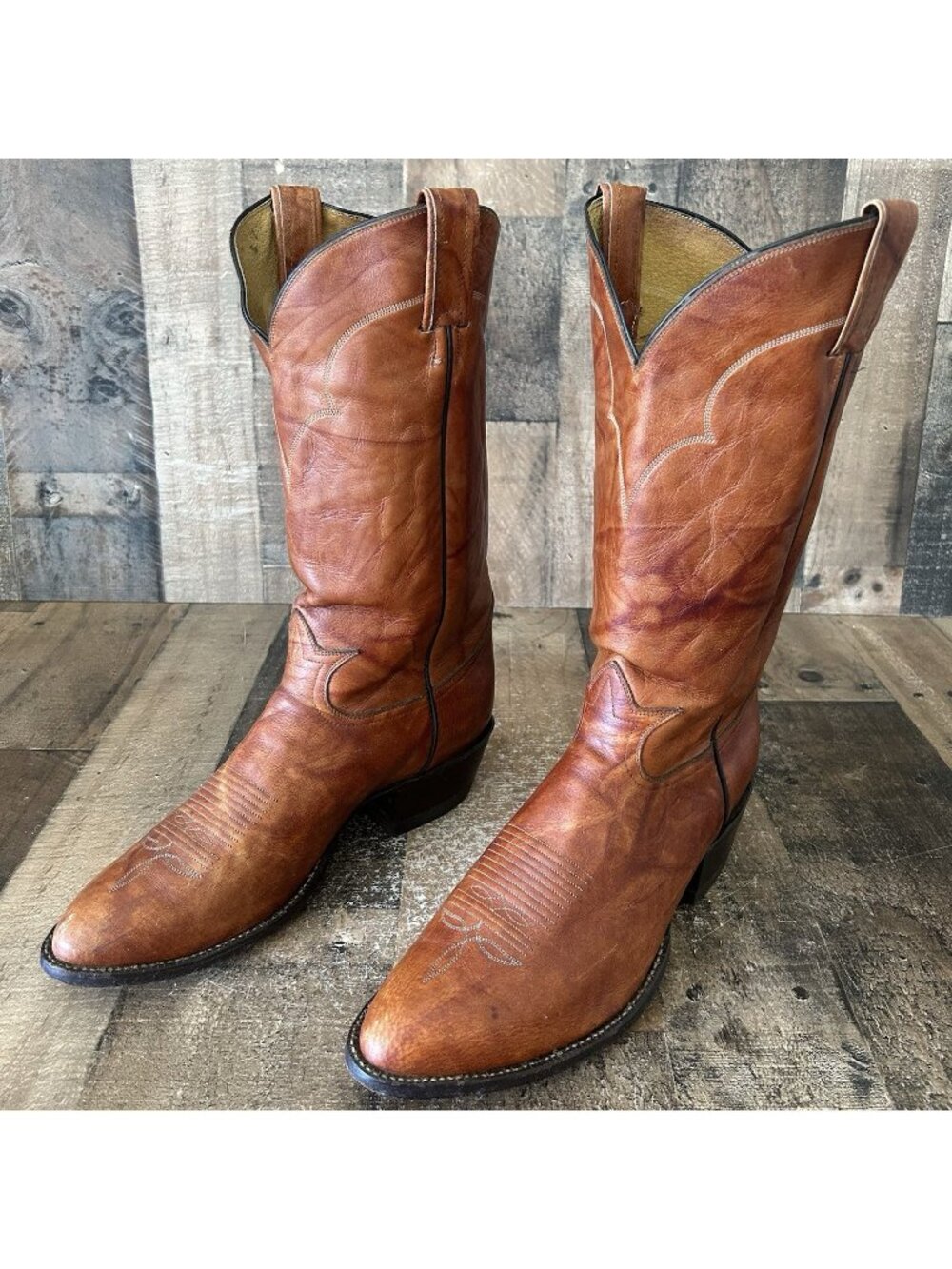 Tony Lama Vintage Gold Label Western Cowboy Boots Mens 10.5 EE